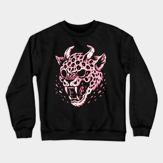 Leopard horror horns Crewneck Sweatshirt by Evgmerk